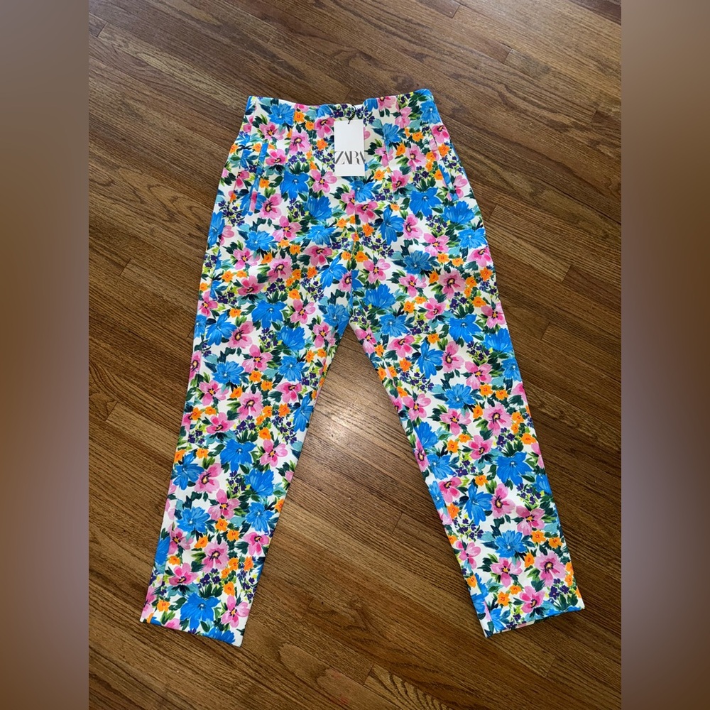 ZARA High waist floral pants